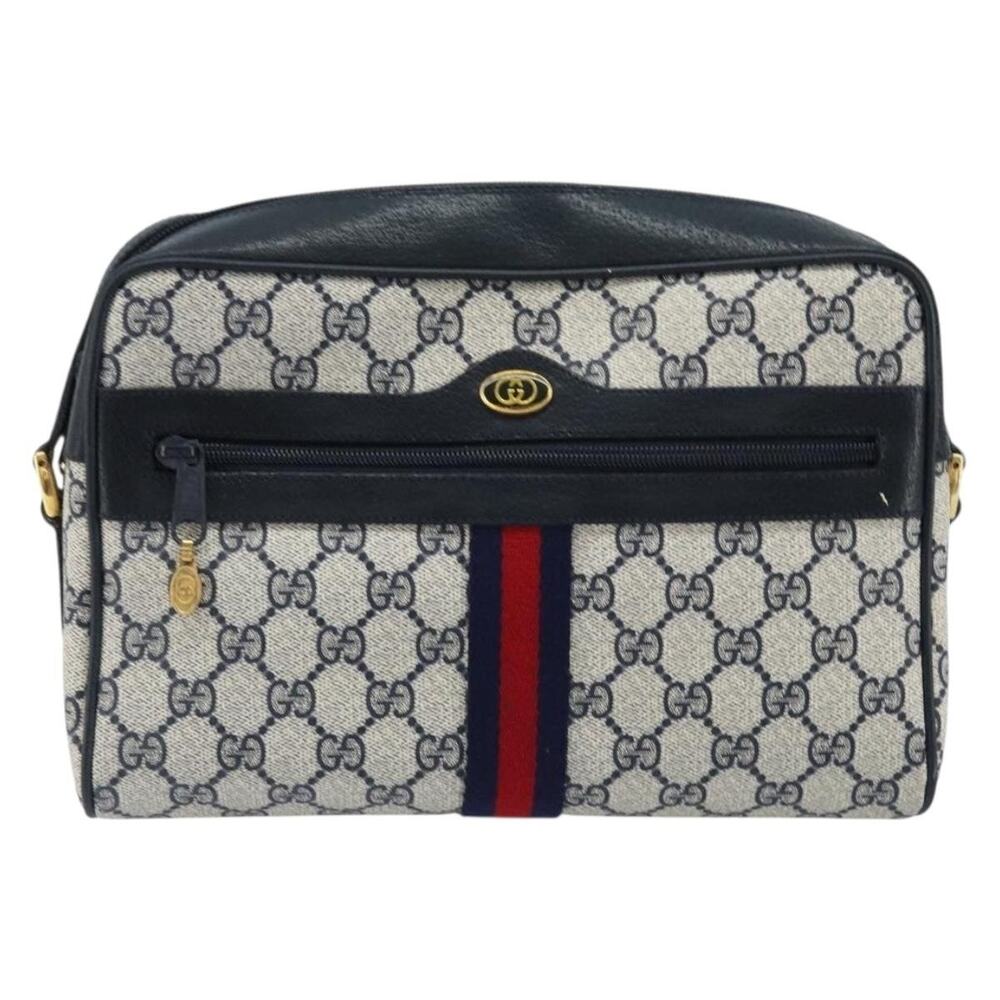 Gucci GG Supreme Web Shoulder Bag Navy Gold 68 02 005 Blue